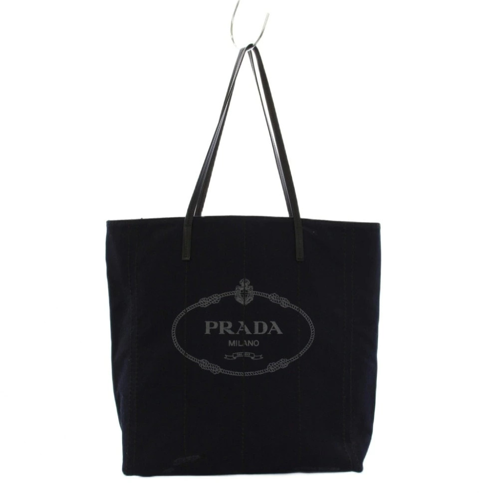 Prada Denim Tote Bag Handbag Navy Blue